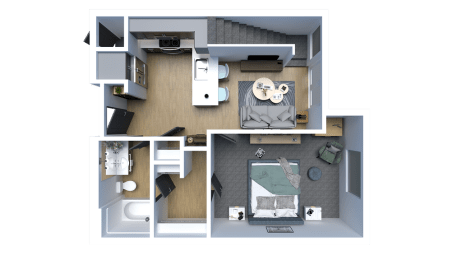 3d floorplan rendering at Solhavn Apartments