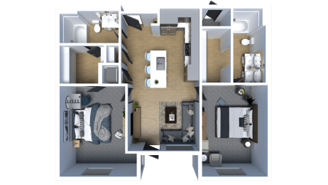 3d floorplan rendering at Solhavn Apartments