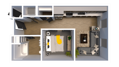 3d floorplan rendering at Solhavn Apartments
