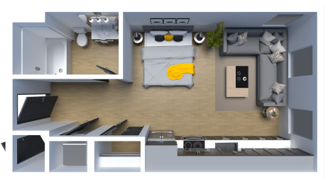 3d floorplan rendering at Solhavn Apartments