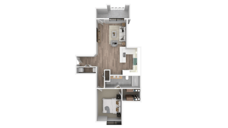 a floor plan of a house with a bedroom and a living room