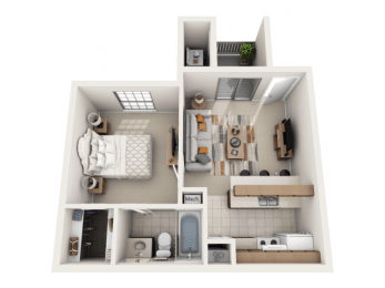 a floor plan of a 1 bedroom apartment