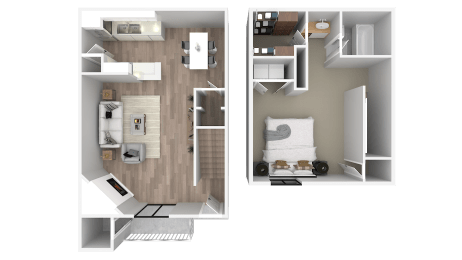 a floor plan of a bedroom with a bathroom and a living room