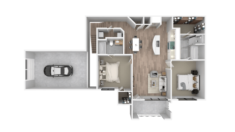 a floor plan of a bedroom with a bathroom and a living room