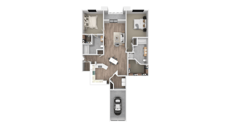 a floor plan of a house with a bedroom and a living room