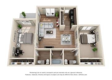 a floor plan is shown of a two bedroom apartment