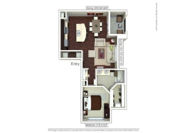 a floor plan with two bedrooms and two bathrooms
