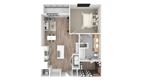 a floor plan of a bedroom with a bathroom and a living room