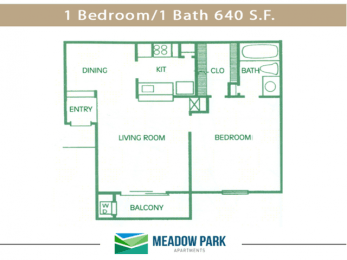 a floor plan of 1 bedroom unit