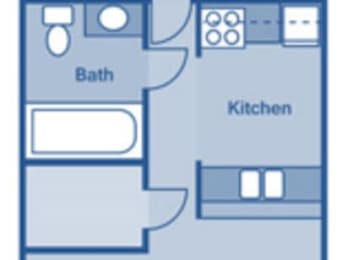 A floor plan shows a bath and a kitchen.