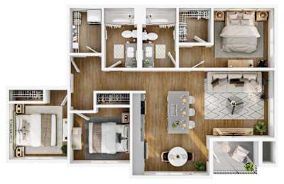A series of images showing different rooms of a house.