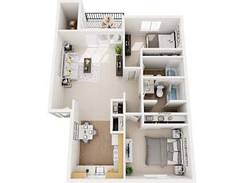 2 Bed 2 Bath Floor Plan at Alder Creek Apartments, Washington, 98682