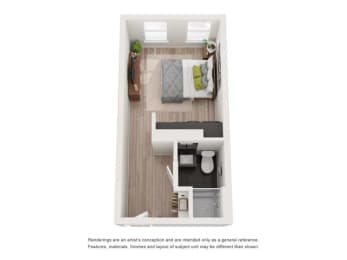 a bedroom with a bed and a television at Shift, Portland, 97217