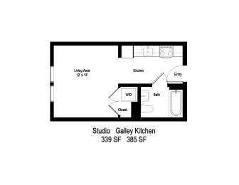 Studio - Galley Floor Plan at Moraine, Tacoma