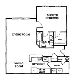 Floor Plan  Floor Plan of One Bedroom Apartment