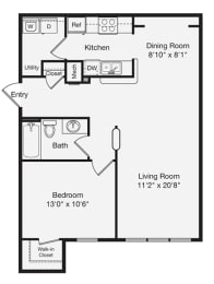 Floor Plan  a floor plan of a house with a bedroom and a living room