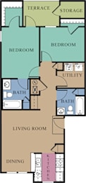 2 Bedroom Floor Plan at The Regency, Virginia, 20109