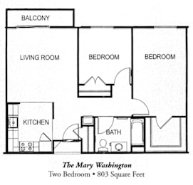 a floor plan of a house with two bedrooms and a bathroom
