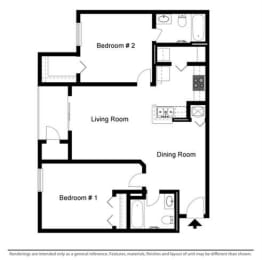 a floor plan of a living room and a dining room