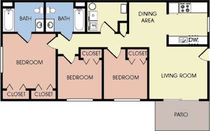 Floor Plan  3 Bedroom  Ranch at Greens of Concord, Concord, NC, North Carolina