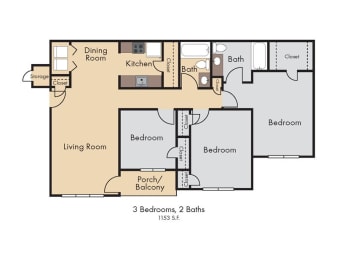 a floor plan of a studio apartment with a bedroom and a living room
