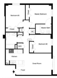 a diagram of the floor plan of a small house