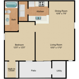 Floor Plan  the paramount floor plan | 1 bedroom with 1 bath