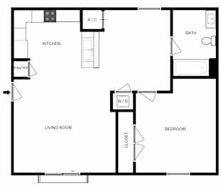 a floor plan of a house with a bedroom and a living room