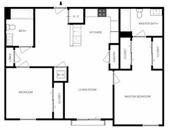 a floor plan of a house with a bedroom and a living room