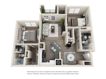 Floor Plan  2x2 Floor Plan at Carrington Place at Wildewood, Columbia, SC 29223