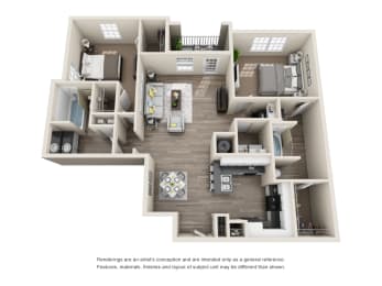 Floor Plan  2x2 Floor Plan at Carrington Place at Wildewood, South Carolina, 29223