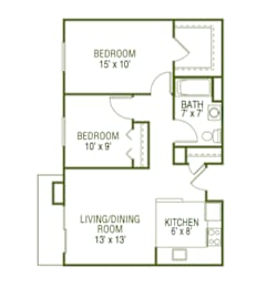 Chesapeake Floor Plan at Greenbrier Seniors Apartments, Virginia