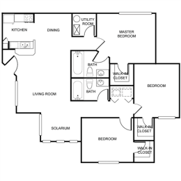 a floor plan of a house with bedrooms and a living room