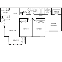 a floor plan of a house with bedrooms and a living room