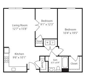 2 Bed 1 Bath Glenview I at Gardens of Traville, Rockville, 20850