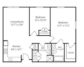 2 Bed 1 Bath Glenview II at Gardens of Traville, Rockville, MD, Maryland
