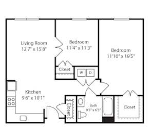 2 Bed 1 Bath Glenview VII at Gardens of Traville, Maryland , 20850