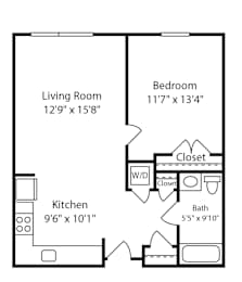 1 Bed 1 Bath Montgomery I at Gardens of Traville, Rockville, MD