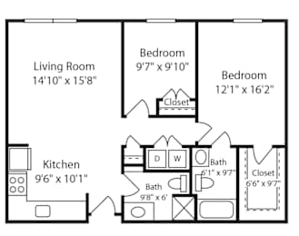 2 Bed 2 Bath Strathmore I at Gardens of Traville, Rockville, 20850