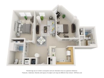 Floor Plan  a conceptual drawing of a 1 bedroom floor plan with a bathroom and a living room