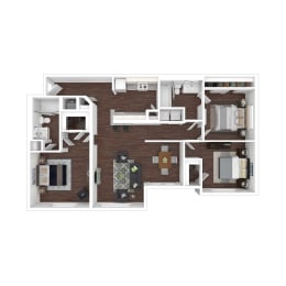 Floor Plan of a Three Bedroom Apartment
