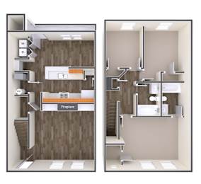 3D Three Bed 2.5 Bath Floorplan at The Regency Apartment Homes/Broad Pointe, Virginia 20109