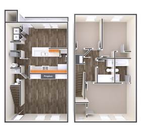 3D 3 Bedroom 2.5 Bathroom Floorplan at The Regency Apartment Homes/Broad Pointe, Manassas