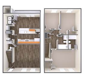 3D 3 Bed 2.5 Bath Floorplan at The Regency Apartment Homes/Broad Pointe, Manassas, VA