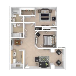 Floor Plan  2 bed 2 bath C at Palms on Ashley River Apartments, South Carolina