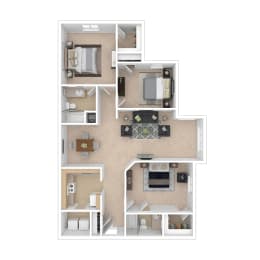 Floor Plan  3 bed 2 bath C at Palms on Ashley River Apartments, Ladson