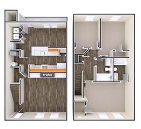 3 Bedroom With Fireplace Floor Plan at The Regency Apartment Homes, Manassas Virginia