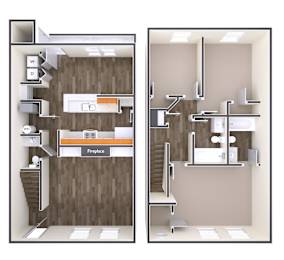 3 Bedroom 2 Bath Floor Plan at The Regency Apartment Homes, Virginia