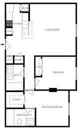 A Floor Plan of a 2 Bedroom Apartment