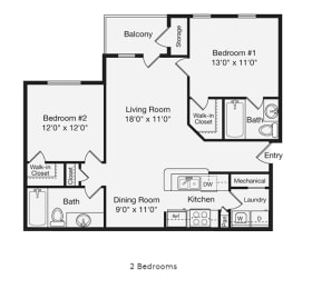 2 bed 2 bath B at Magnolia Lake Apartments, Carrollton, GA